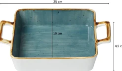 Auflaufform Romo | 25 x 19 x 4,5 cm | 900 ml | petrol | mit Henkel
