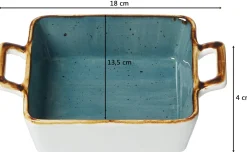 Auflaufform Romo | 18 x 13,5 x 4 cm | 400 ml | petrol | mit Henkel