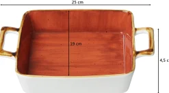 Auflaufform Romo | 25 x 19 x 4,5 cm | 900 ml | terra | mit Henkel