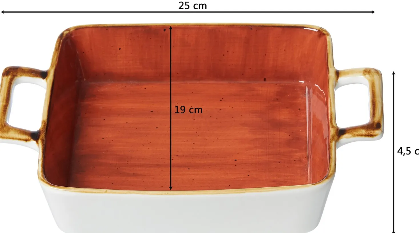 Auflaufform Romo | 25 x 19 x 4,5 cm | 900 ml | terra | mit Henkel