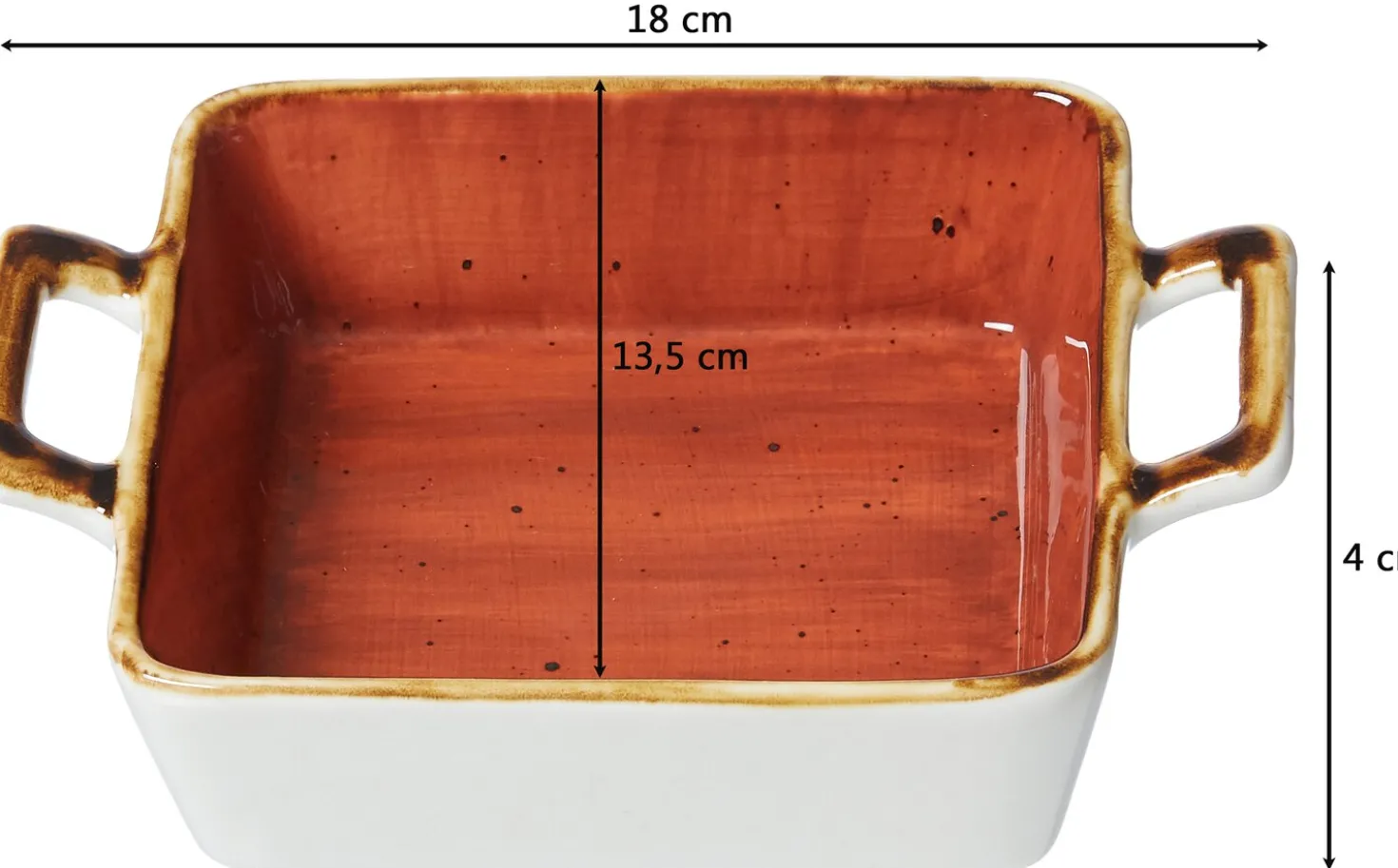 Auflaufform Romo | 18 x 13,5 x 4 cm | 400 ml | terra | mit Henkel