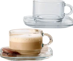 Cappuccino-Set Americano | 4-teilig | 240 ml | Stapelbar | hitzebeständiges Glas