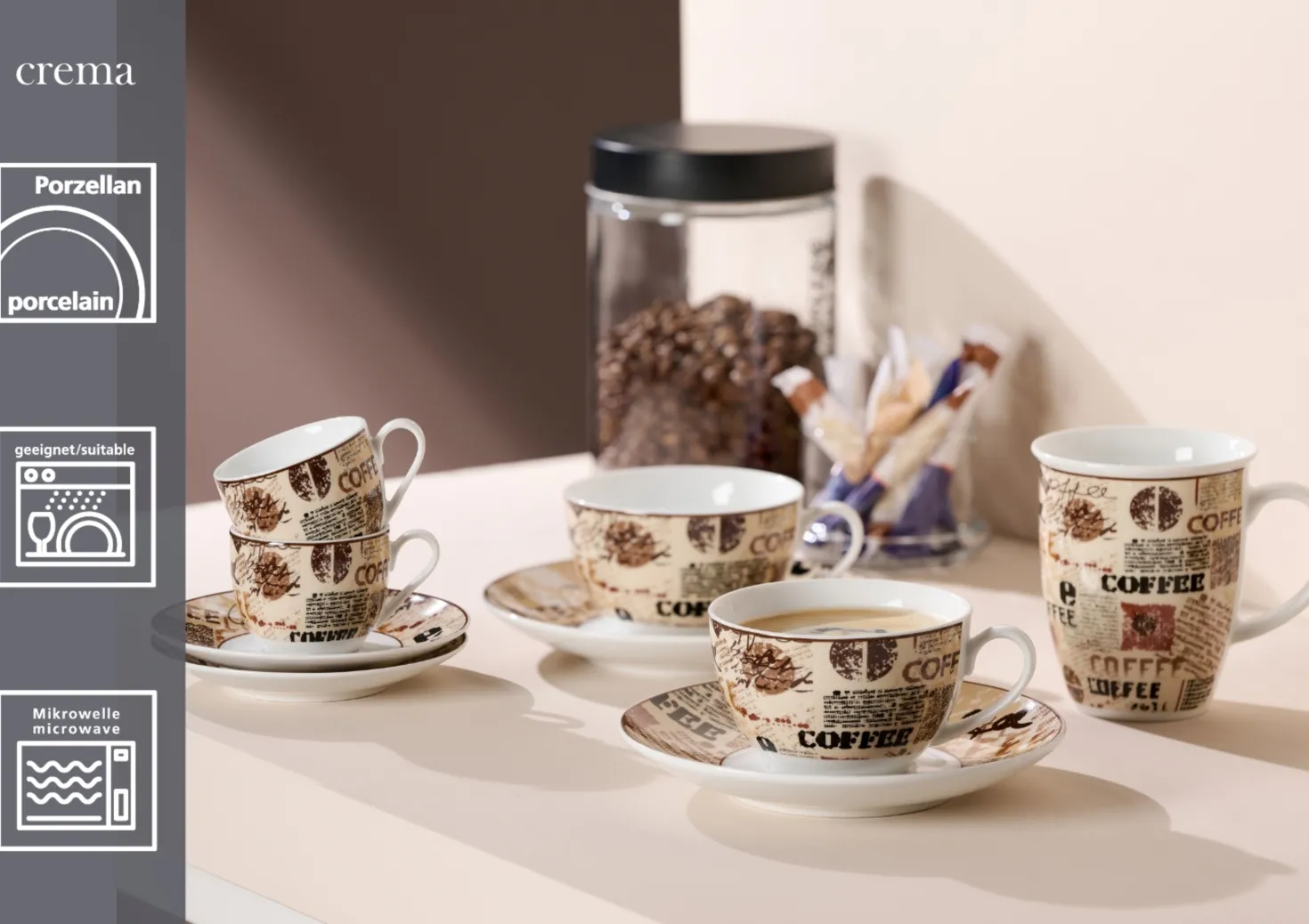 Espresso-Set Crema | 4-teilig | beige