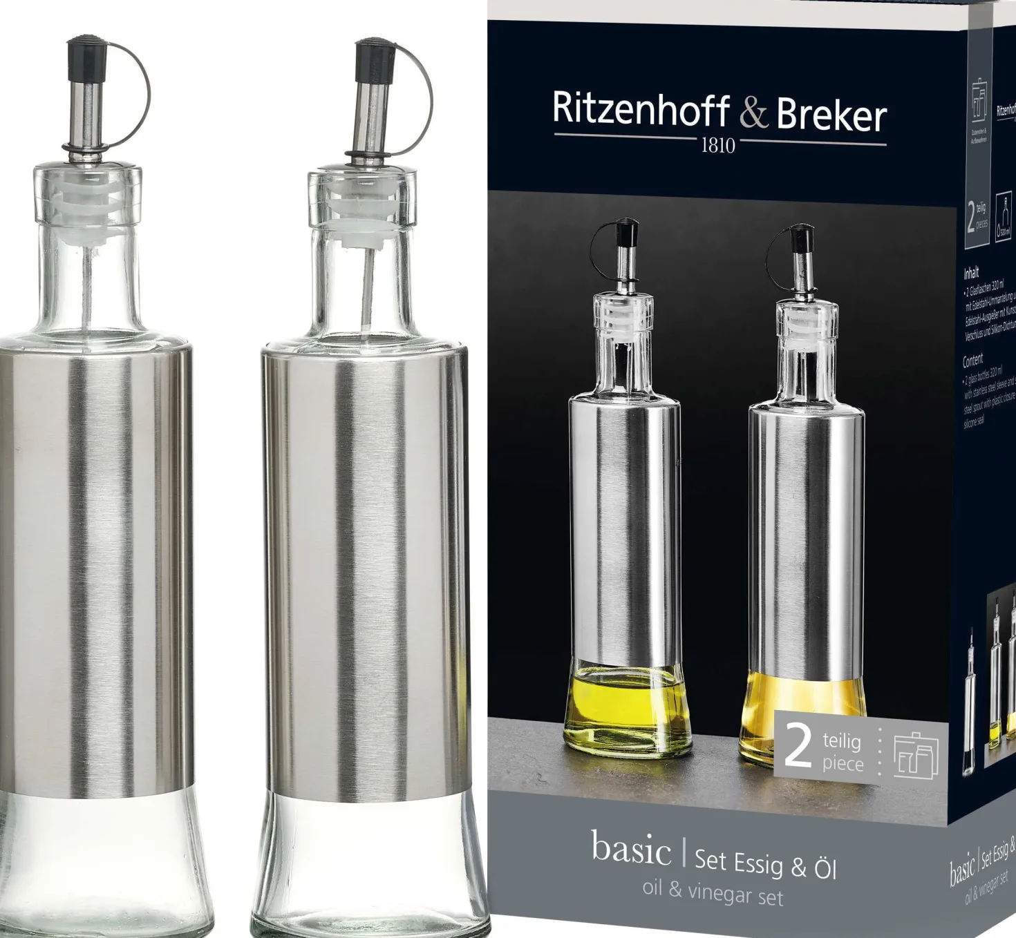 Essig + Ölflaschen-Set Basic | 2-teilig | 320 ml