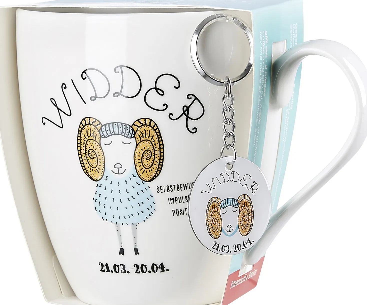 Kaffeebecher Astro Widder | 650 ml | mit Schlüsselanhänger