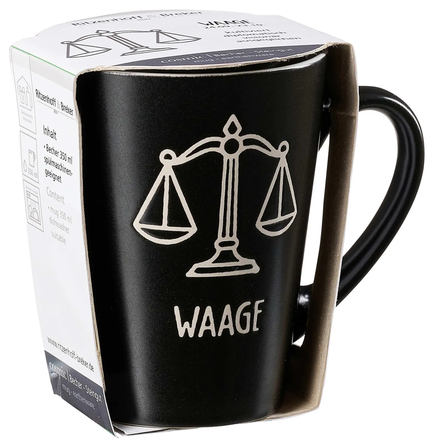 Kaffeebecher Cosmic Waage | 350 ml | schwarz
