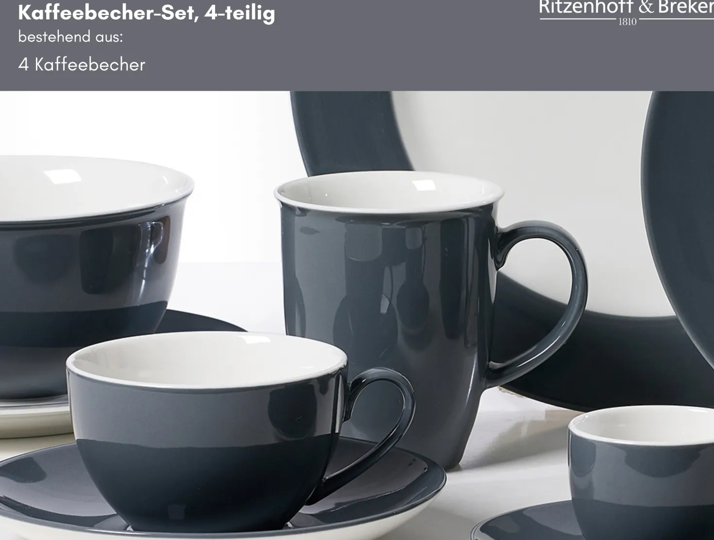 Kaffeebecher-Set Doppio | 4-teilig | 320 ml | anthrazit