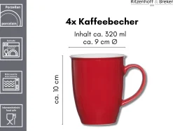 Kaffeebecher-Set Doppio | 4-teilig | 320 ml | rot