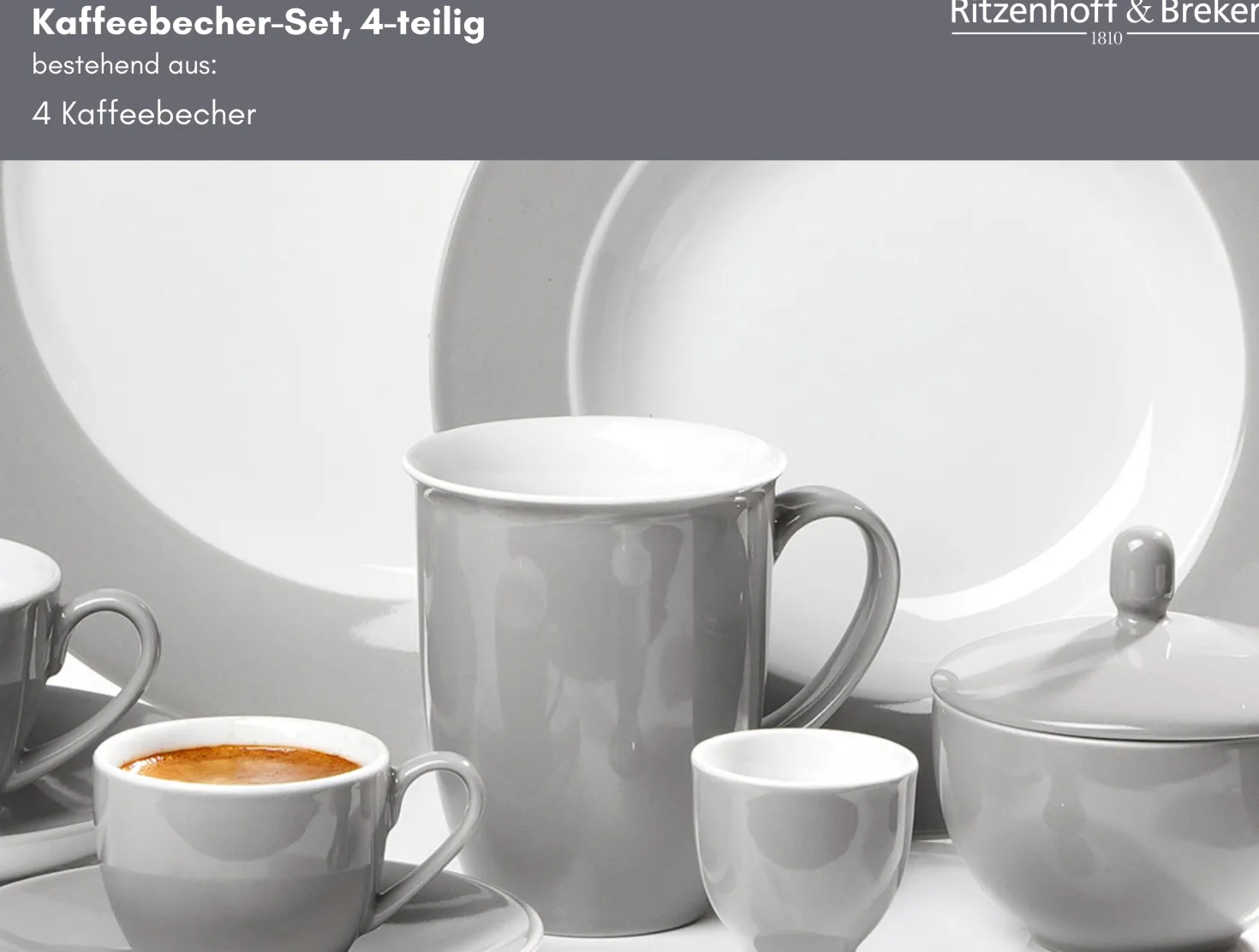 Kaffeebecher-Set Doppio | 4-teilig | 320 ml | grau