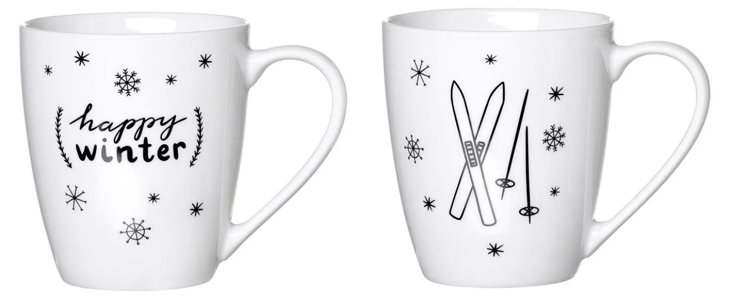 Kaffeebecher-Set Happy Winter | 2-teilig | 360 ml | schwarz