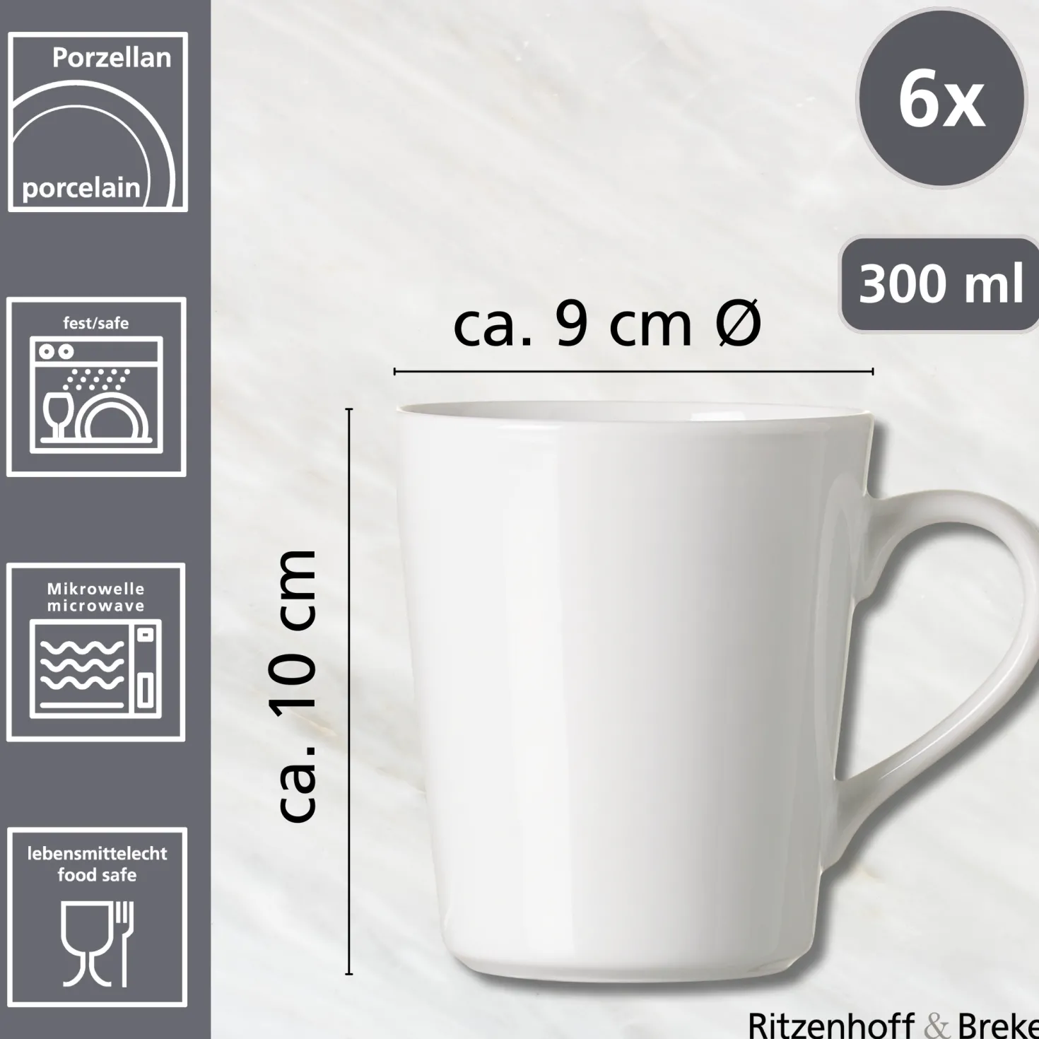 Kaffeebecher-Set Vio | 6-teilig | 300 ml | weiss