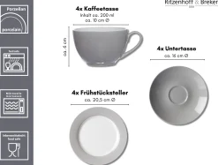 Kaffeeservice Doppio | 12-teilig | grau