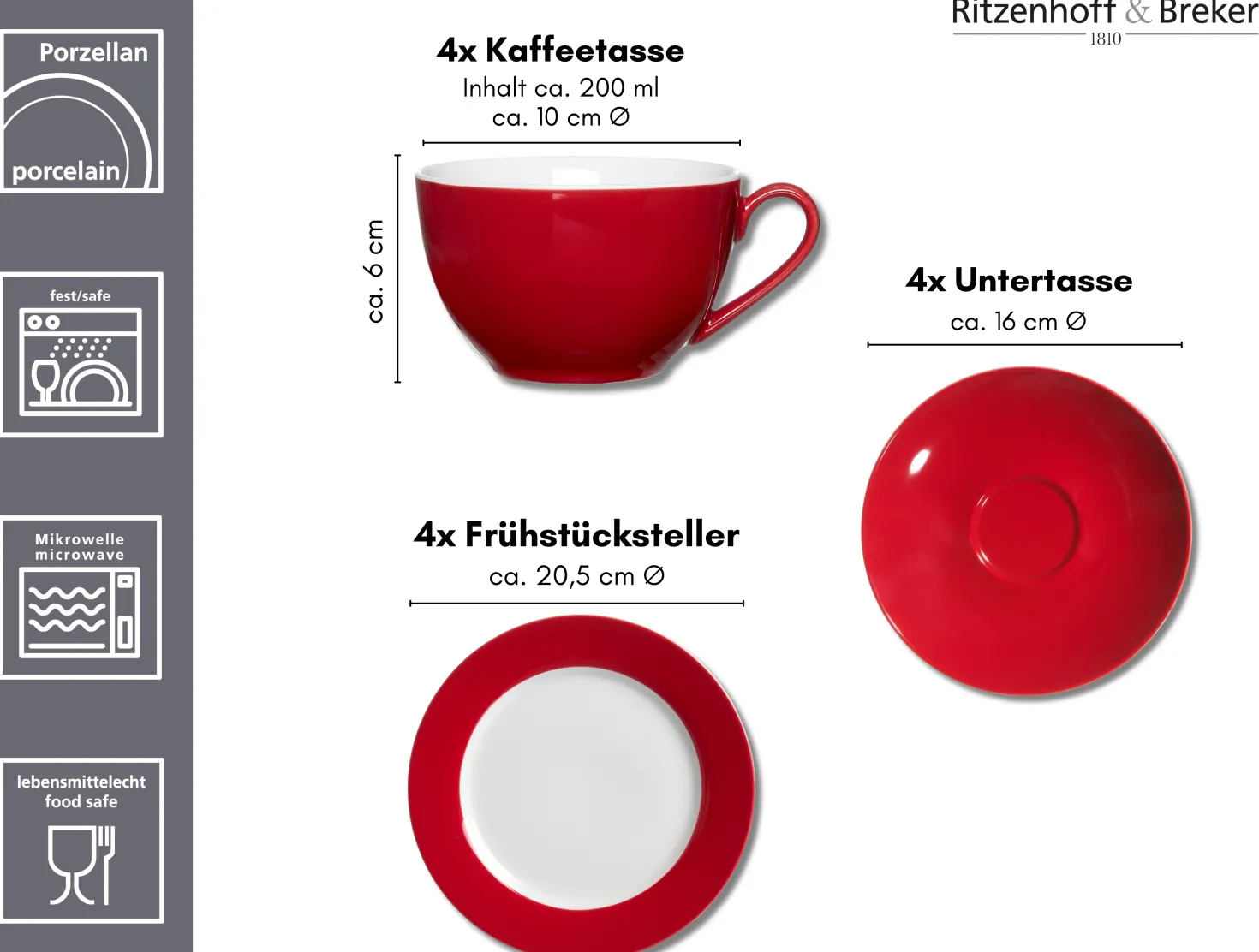 Kaffeeservice Doppio | 12-teilig | rot