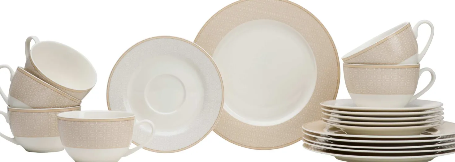 Kaffeeservice Geo | 18-teilig | beige