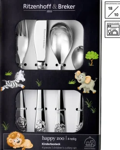 Kinderbesteck-Set Happy Zoo | 4-teilig | silber