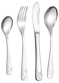 Kinderbesteck-Set Waldtiere | 4-teilig | silber
