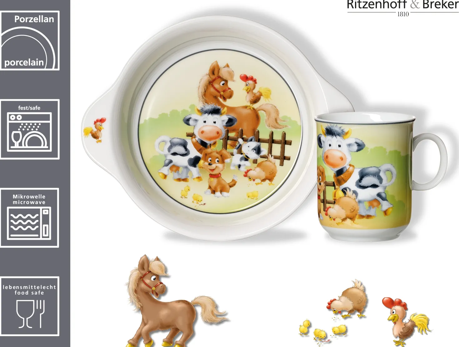 Kindergeschirr-Set Hoftiere | 2-teilig
