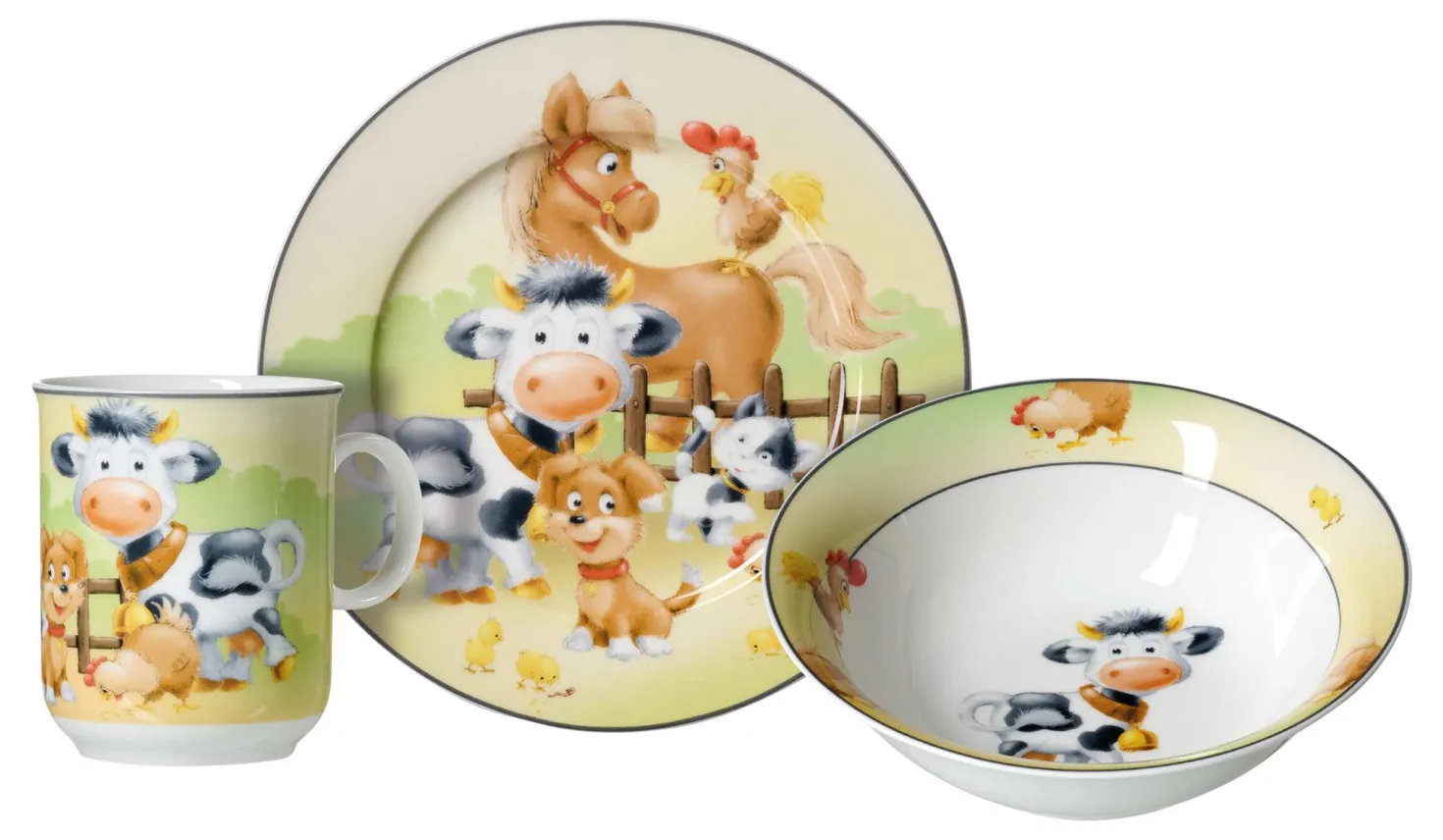 Kindergeschirr-Set Hoftiere | 3-teilig