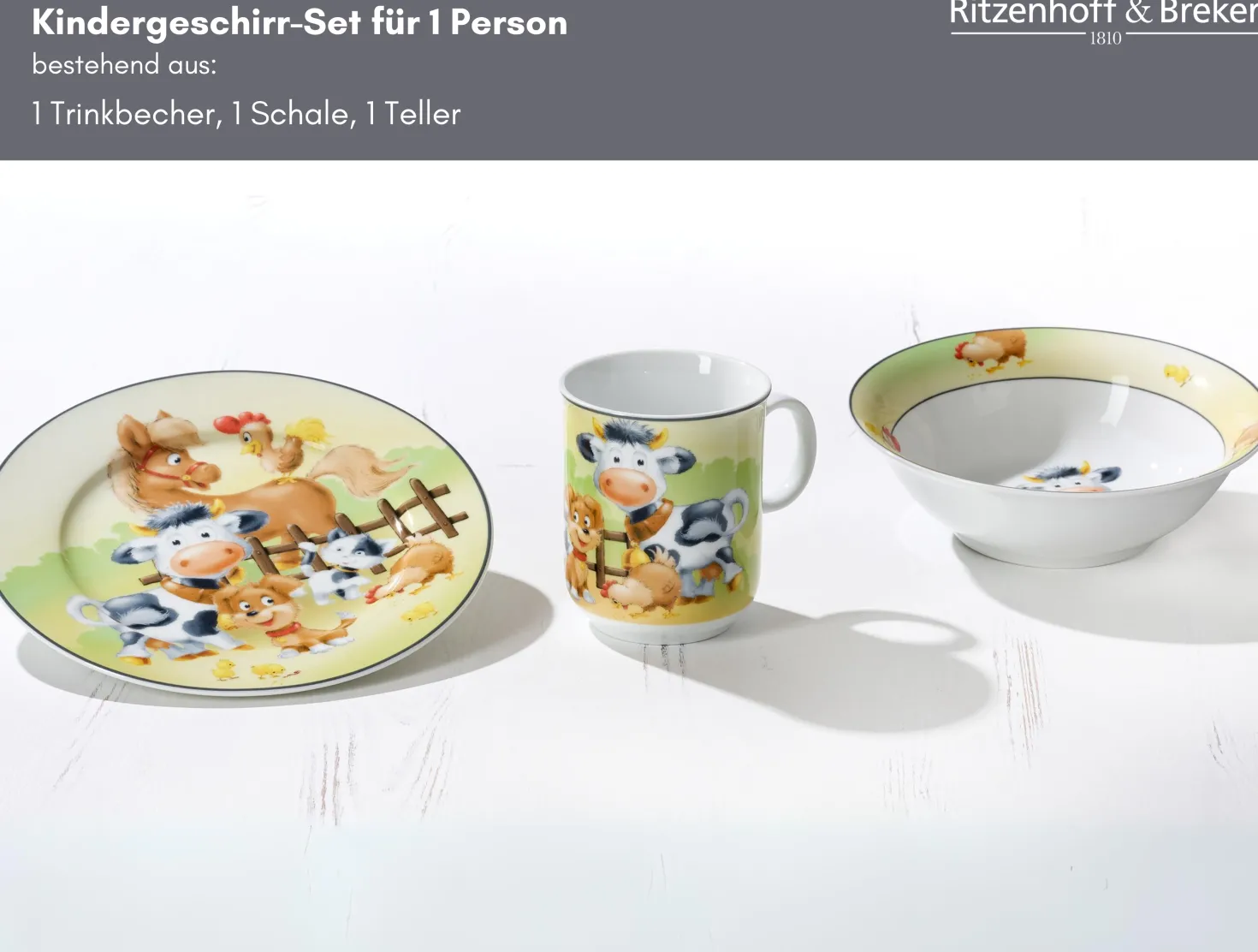 Kindergeschirr-Set Hoftiere | 3-teilig