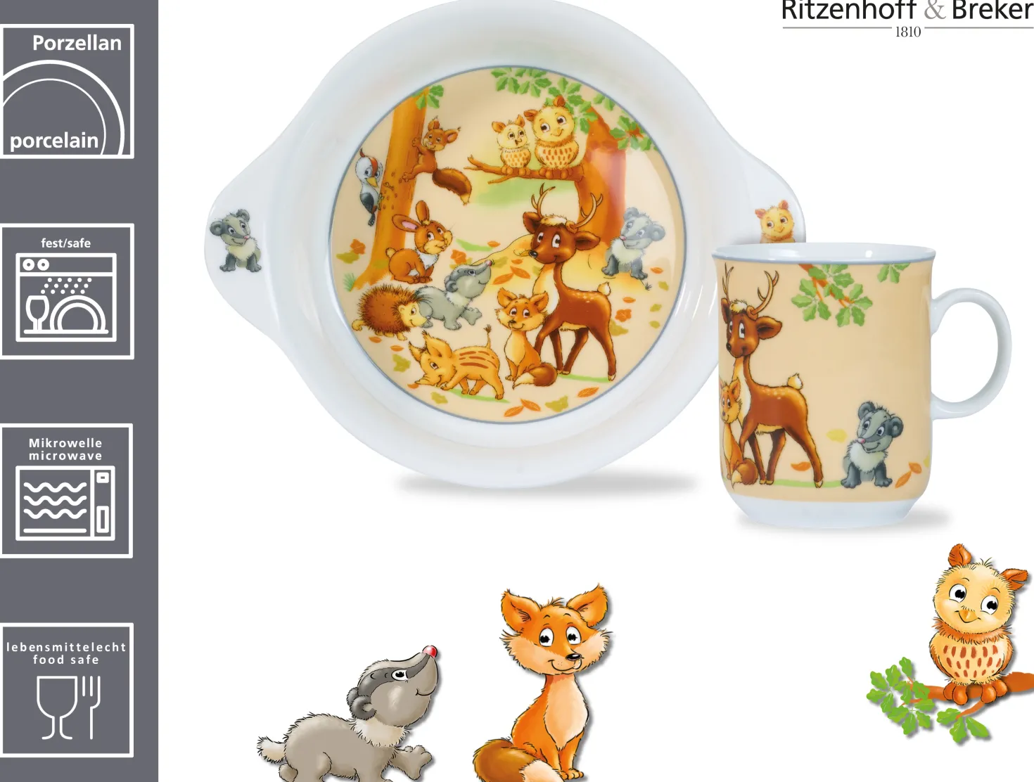 Kindergeschirr-Set Waldtiere | 2-teilig
