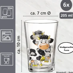 Kindergläser-Set Hoftiere | 6-teilig | 205 ml