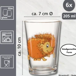 Kindergläser-Set Waldtiere | 6-teilig | 205 ml