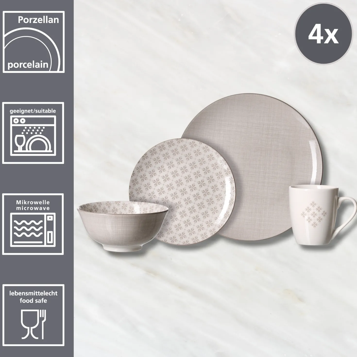 Kombiservice Della | 16-teilig | beige