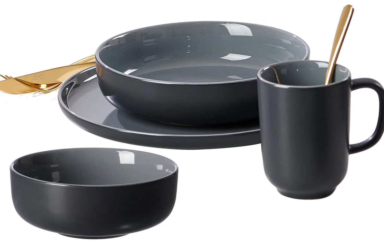 Kombiservice Jasper | 16-teilig | schwarz