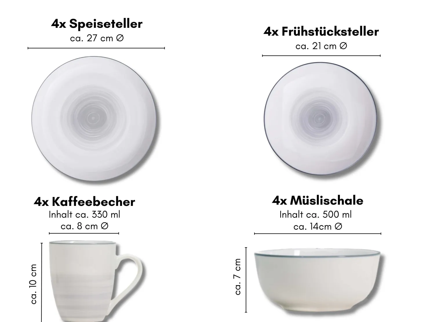Kombiservice Luna | 16-teilig | grau
