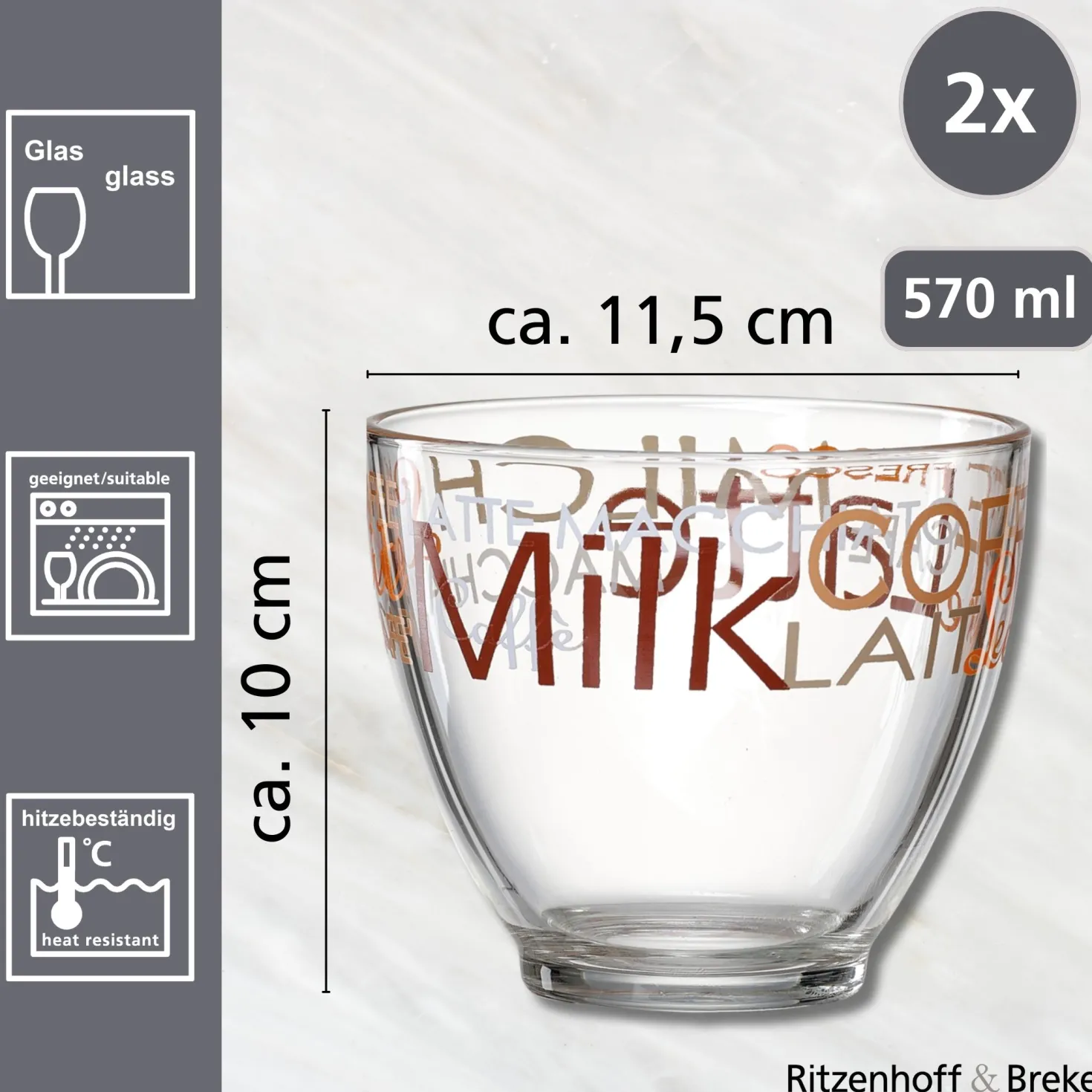 Müslischalen-Set Milano | 2-teilig | 570 ml | braun