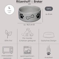 Napf Mika Dog | 1,4 Liter | grau