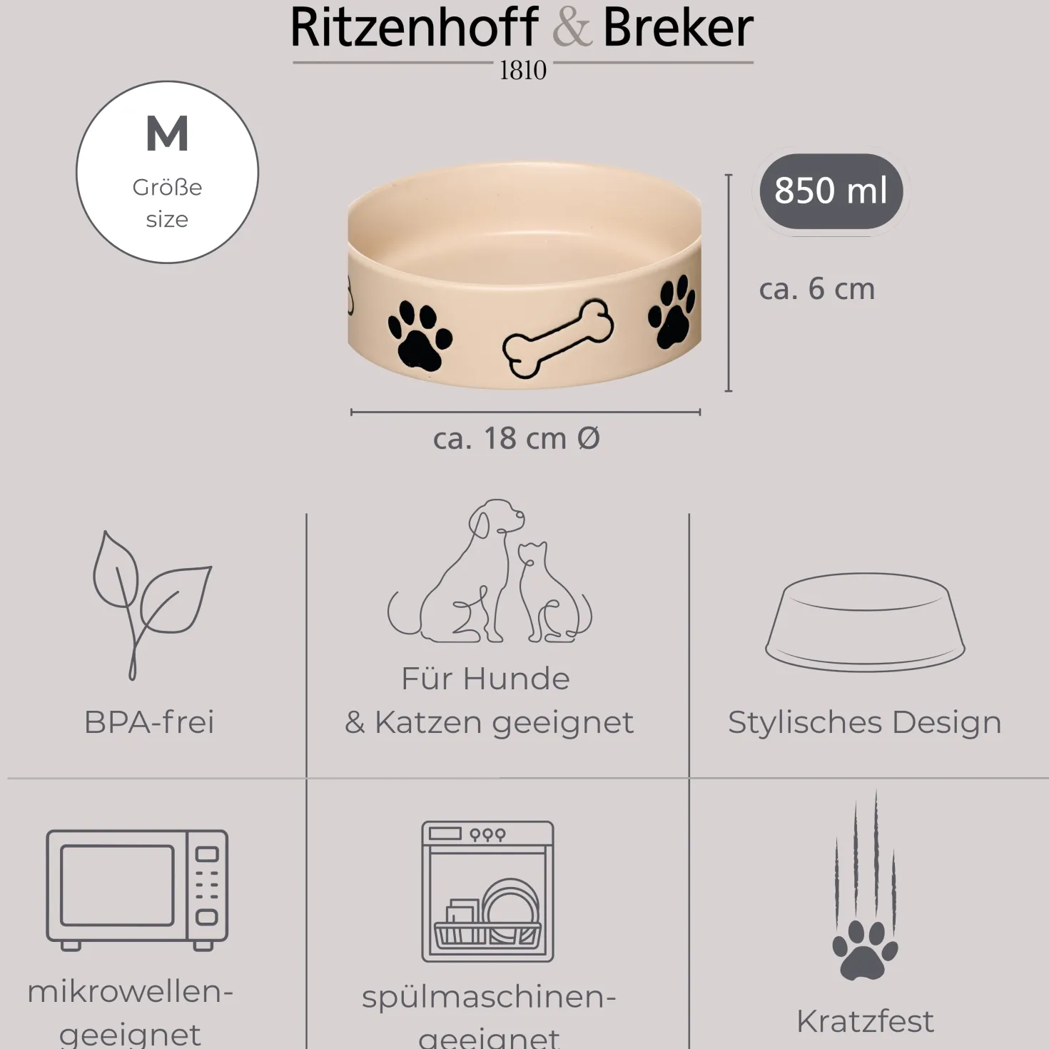 Napf Mika Dog | 850 ml | beige