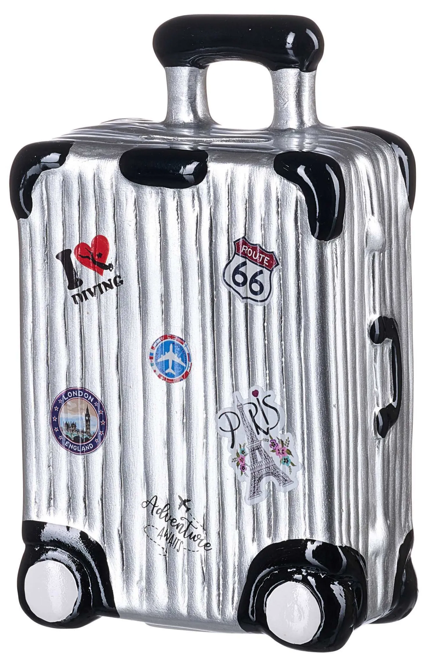 Spardose Koffer | 10 x 5,5 x 16 cm | silber