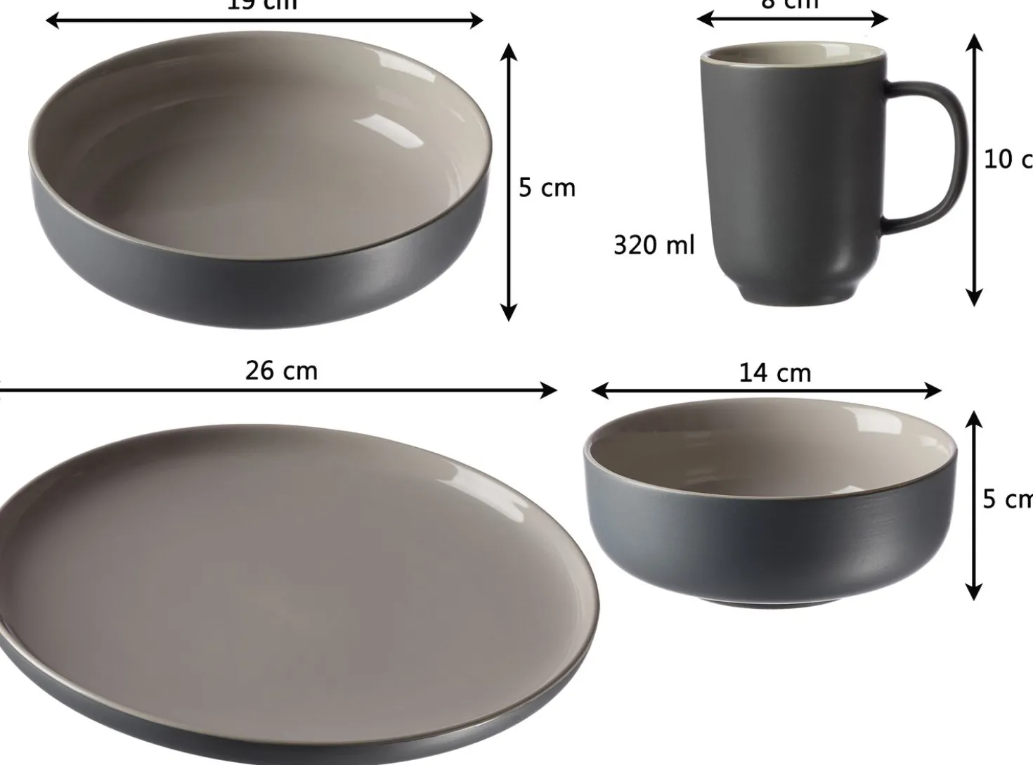 Suppenschale Jasper | 19 x 19 x 5 cm | grau