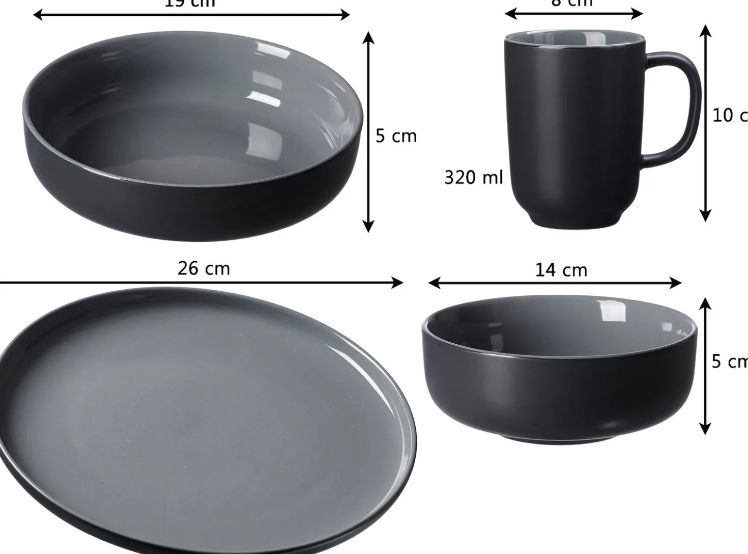 Suppenschale Jasper | 19 x 19 x 5 cm | schwarz