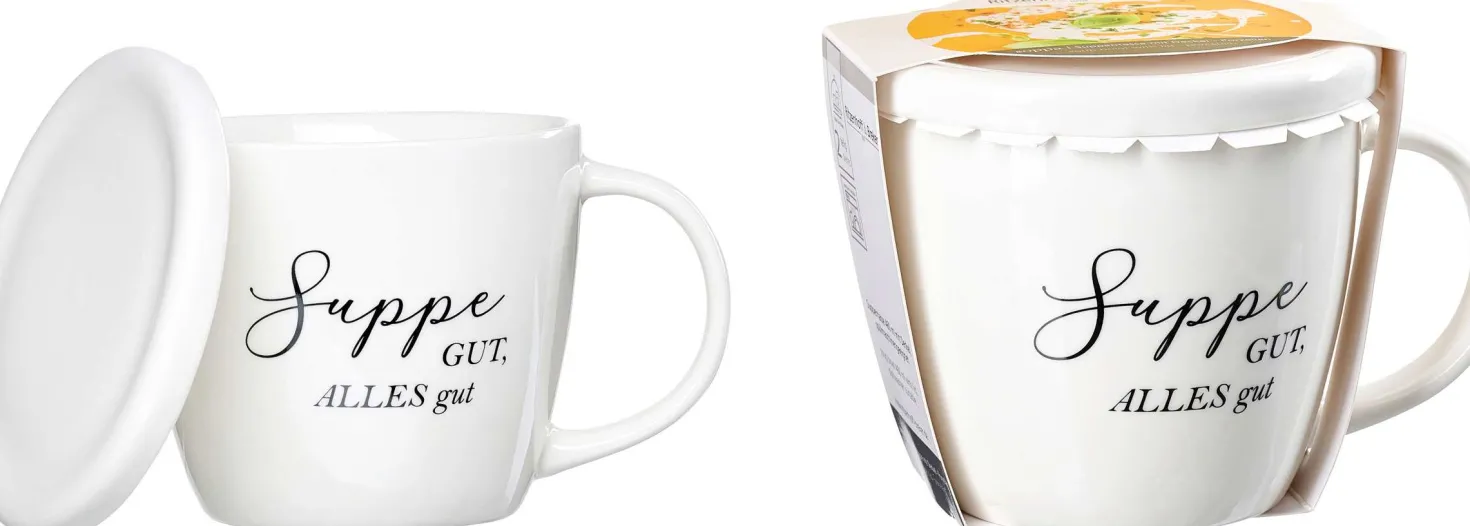 Suppentasse Soppa Gut | 460 ml | weiss | mit Deckel