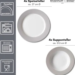 Tafelservice Doppio | 8-teilig | grau