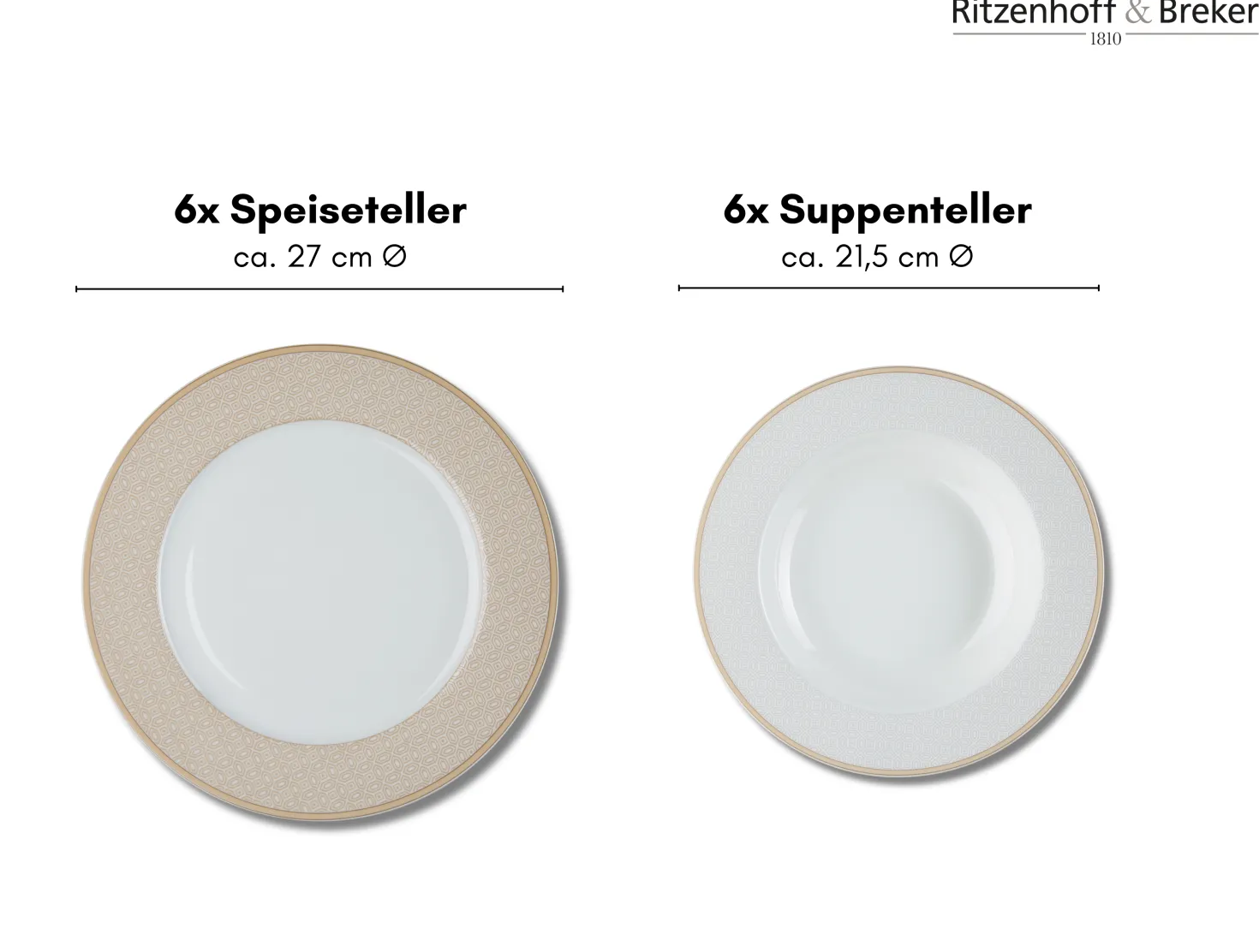 Tafelservice Geo | 12-teilig | beige