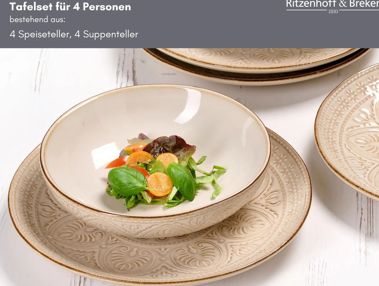 Tafelservice Omara | 8-teilig | beige