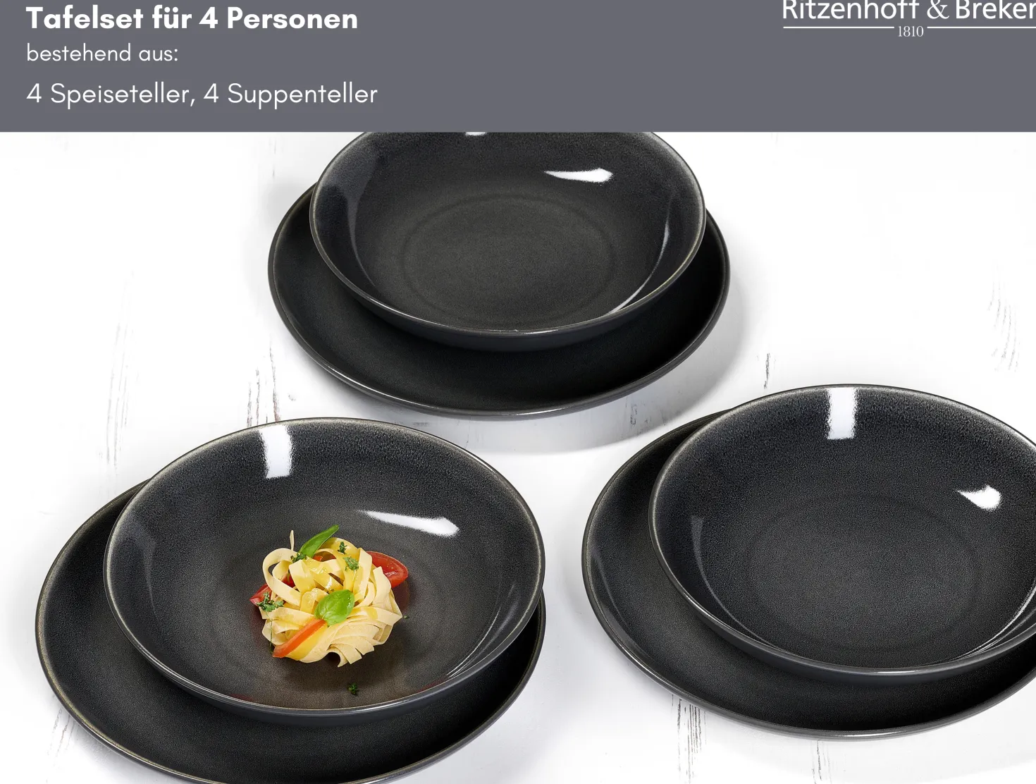 Tafelservice Toledo | 8-teilig | grau