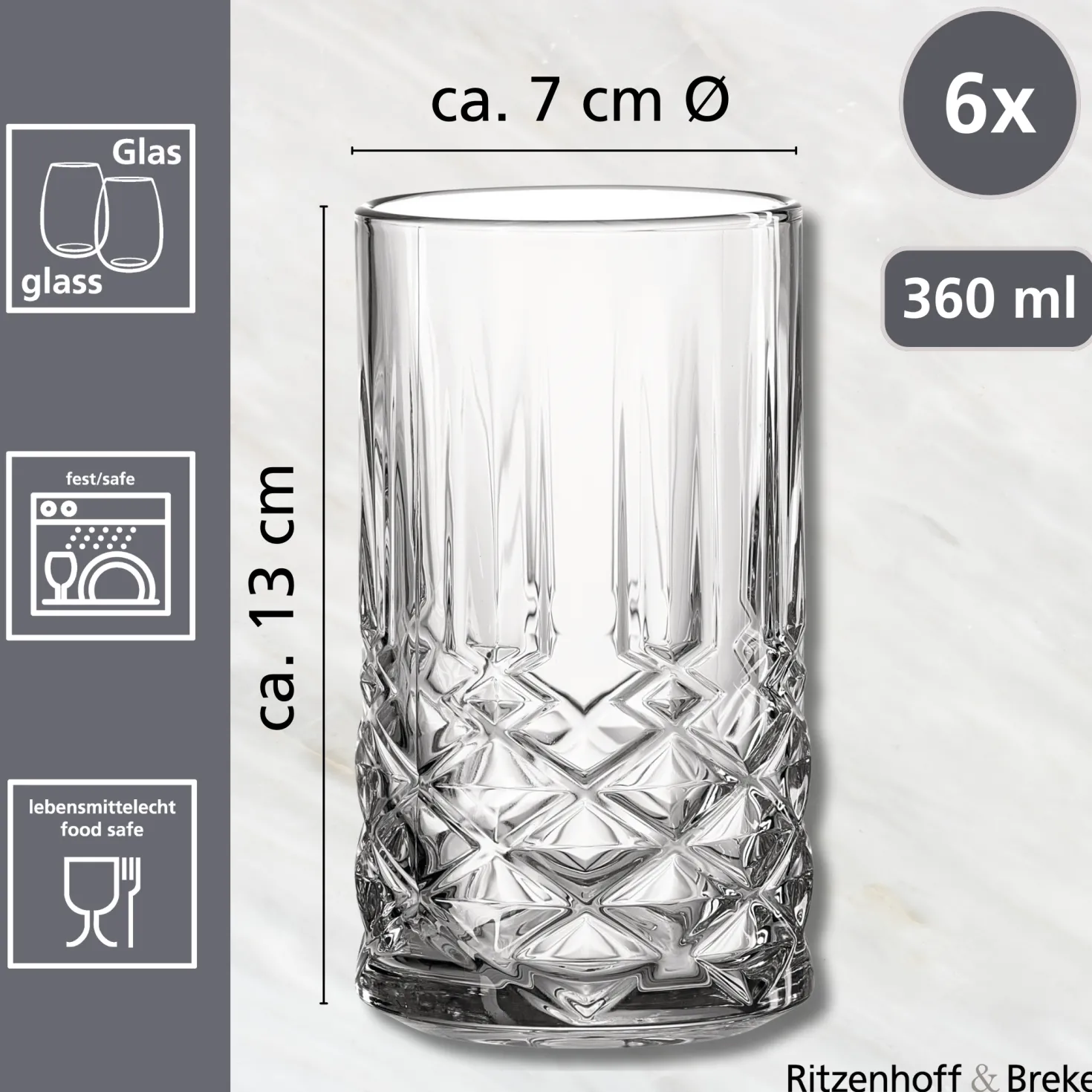 Trinkgläser-Set Capri | 6-teilig | 360 ml