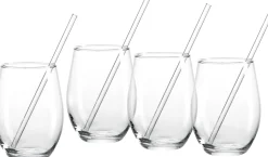 Trinkgläser-Set Gin | 8-teilig | 590 ml | mit Glastrinkhalmen