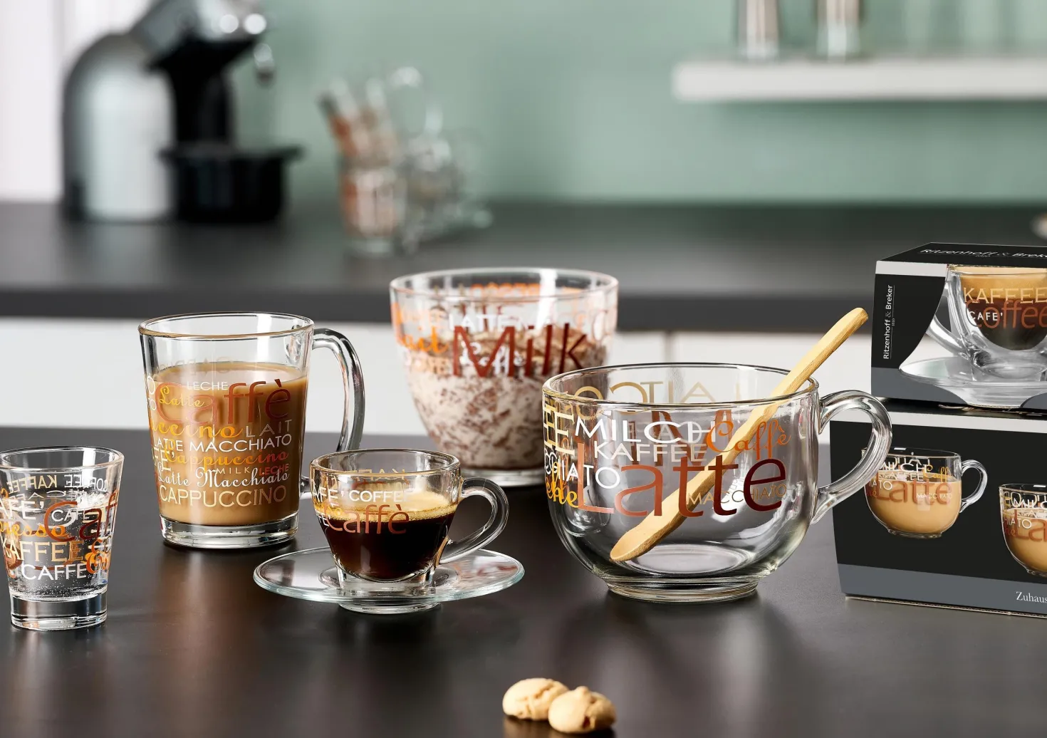 Trinkgläser-Set Milano | 4-teilig | braun | 95 ml