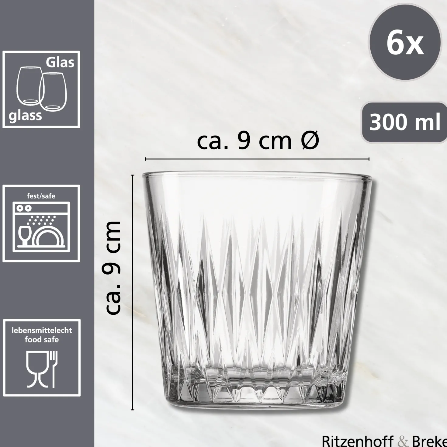 Trinkgläser-Set Nobel | 6-teilig | 300 ml