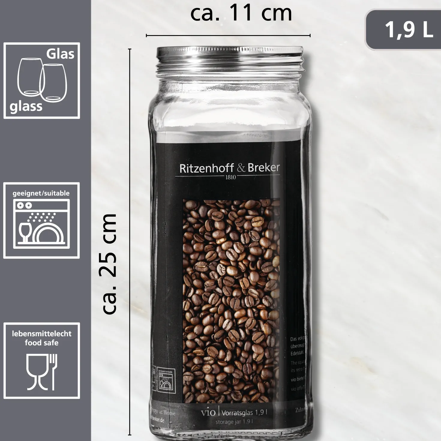 Vorratsdose Vio | 1,9 Liter | eckig