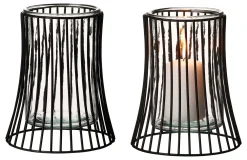 Windlicht Nero | 14,5 x 14,5 x 18 cm | schwarz