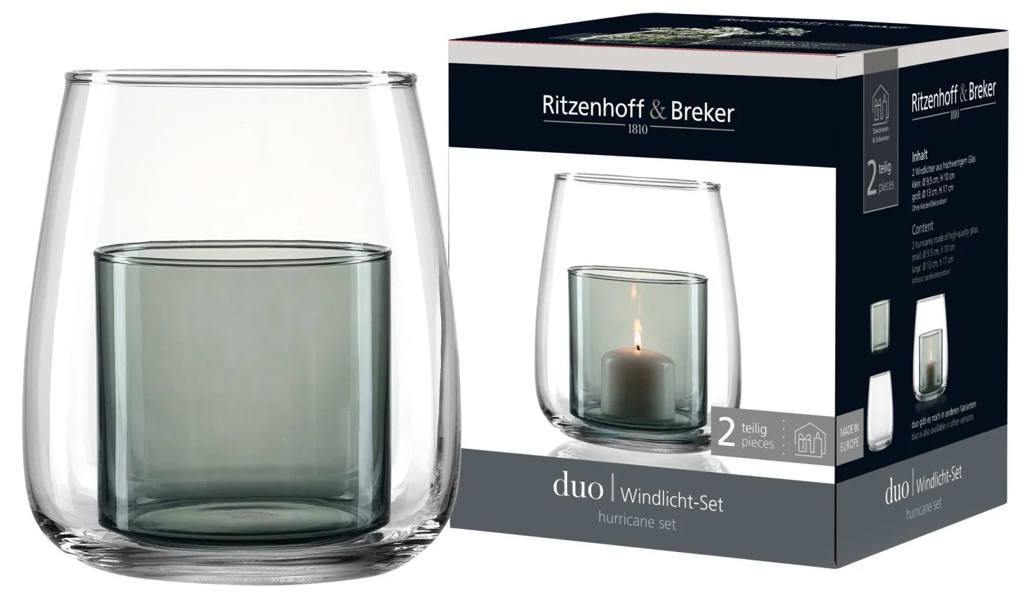 Windlicht-Set Duo | 2-teilig | smoke